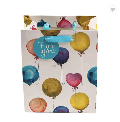 Bom preço. Saco de compras de papel personalizado de 25x15x35cm com punho com padrões de balões coloridos on-line