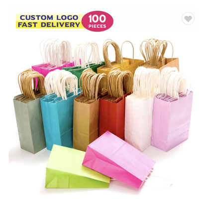 Bom preço. Sacos de papel recicláveis Embalagem Castanho Preto Custom Kraft Sacos de papel de compras com alça on-line