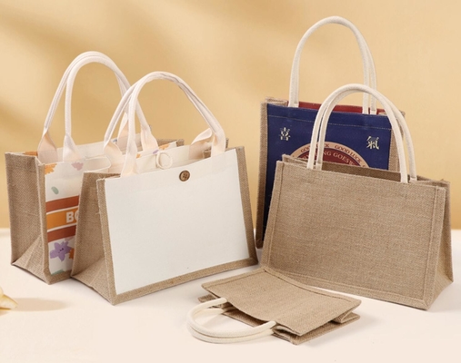 Bom preço. Bolsas personalizadas de borracha de Tote Jute Impressão personalizada de Natal com alças on-line