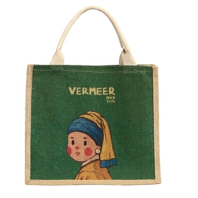 Bom preço. Bolsas de Tote de Jute Imprimidas sob medida Bolsas de Bolso de Borracha Laminada com Padrão on-line