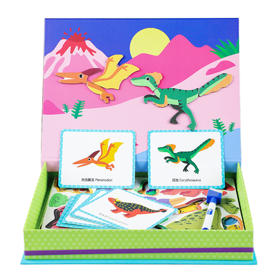 Bom preço. Crianças Puzzle Magnético Dinossauro Livro Caixa de Jogos Brinquedos Para Jardim de Infância on-line