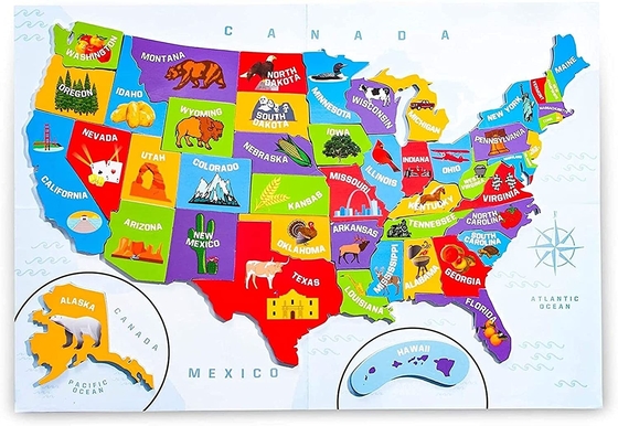Bom preço. Mapa de puzzles dos Estados Unidos da América com 44 peças magnéticas de 19 x 13 polegadas on-line